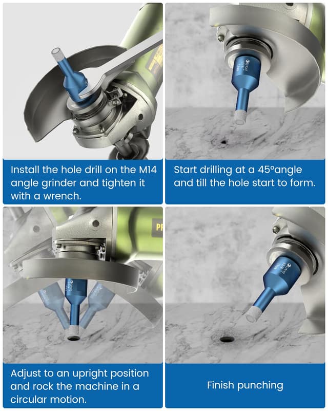 Detalle de Coffret 5 forets diamantés pour carrelage Lytool (6/6/8/10/20 mm) pour perceuse d’angle M14