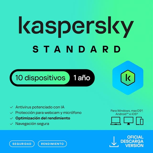 Detalle de Kaspersky Standard Anti-Virus 2026 10 dispositivos
