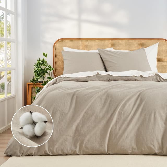 Detalle de Duvetnova Bettwäsche 155x220 Baumwolle, beige