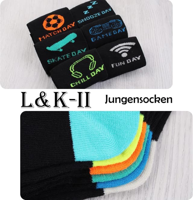 Detalle de Calzini da ginnastica per ragazzi in spugna di cotone (con stampe navy), confezione da 10 paia