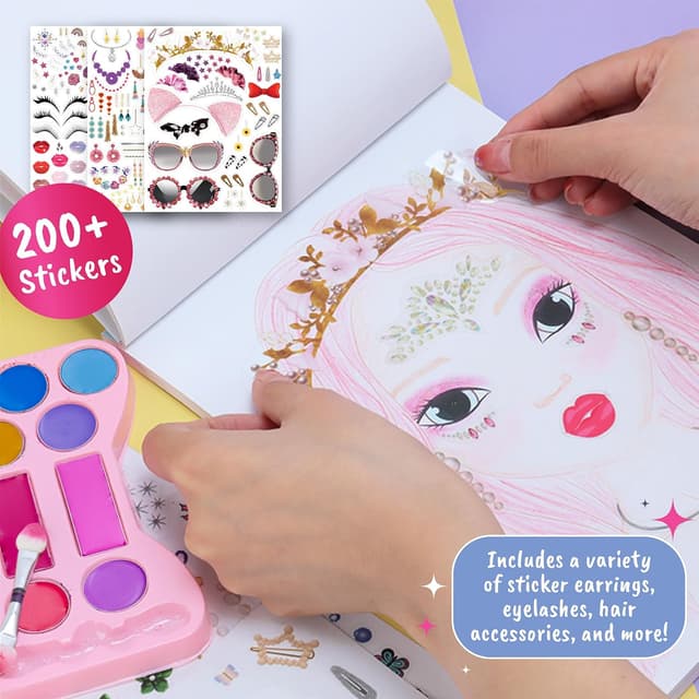 Detalle de BSCOOL Make-up Artist 3-in-1 Fun Makeup, Sticker & Coloring Kit for Girls (Ages 5+)