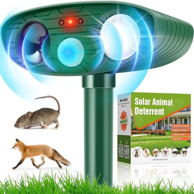 Detalle de Cat Repellent for Gardens UK – Solar Ultrasonic Cat Deterrent & Fox Repellent with Motion Sensor, LED Flash (IP44)