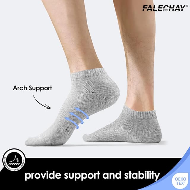 Detalle de Falechay 10 Paar Sneaker Socken aus Baumwolle – atmungsaktiv & kurz, unisex