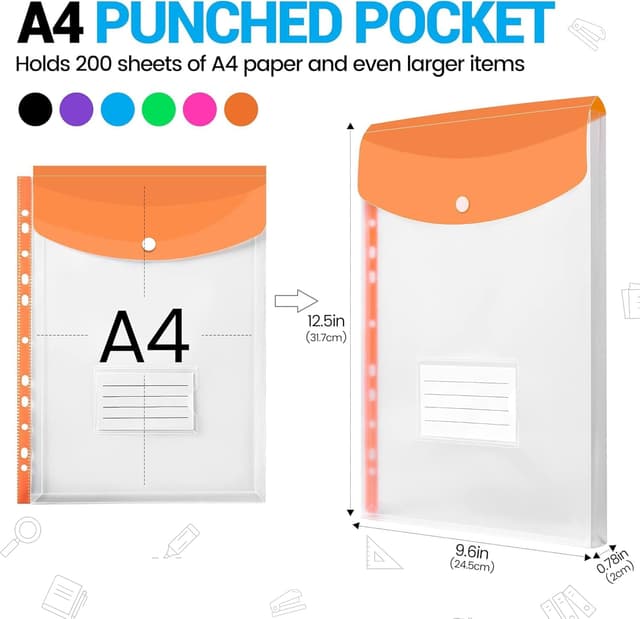 Thumbnail 1 de TOOELMON Punched Pockets A4 Wallets 12 Pack