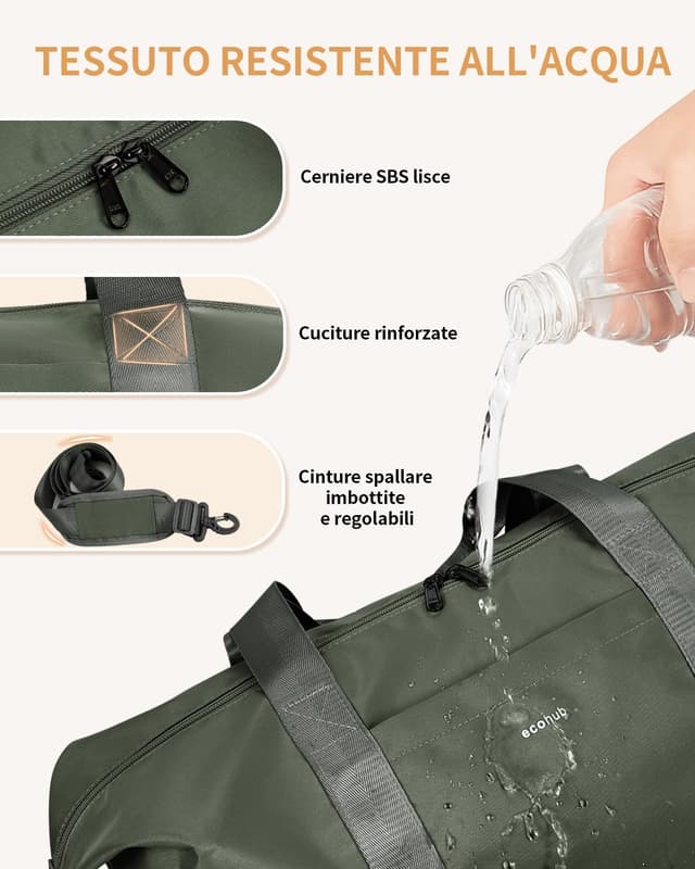 Thumbnail 6 de ECOHUB Bagaglio a Mano Easyjet 45x36x20 30L: borsa pieghevole da cabina con tasca impermeabile (verde)