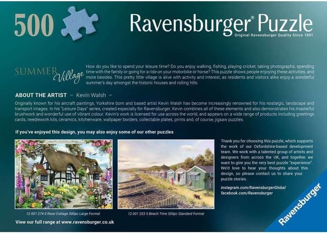 Detalle 2 de Ravensburger Summer Village 500 Piece Large Format Jigsaw Puzzle (Age 10+, 49 x 36 cm)