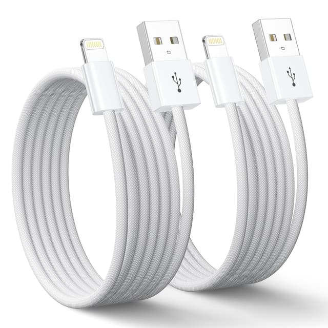 Detalle de Ningkpow Apple MFi Certified iPhone Lightning Charger Cable (2-Pack, 1m) – Nylon Braided Fast Charge Lead
