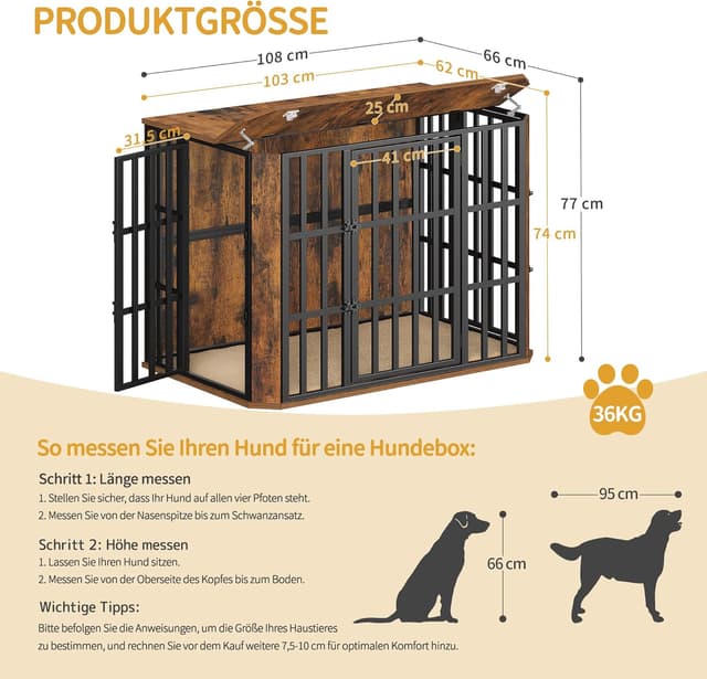 Thumbnail 1 de Hzuaneri DFC87801B Hundekäfig 108 x 66 x 77 cm