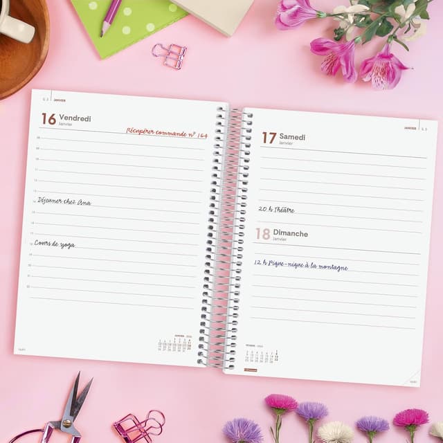 Detalle de Finocam Agenda Spirale 2026 – 1 jour par page (janvier à décembre, 12 mois) en français