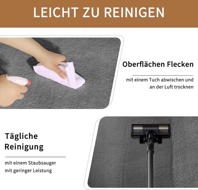 Detalle 2 de Sour Lemon Kurzflor Teppich 300 x 425 cm grau – waschbar, rutschhemmend für Wohnzimmer & Kinderzimmer