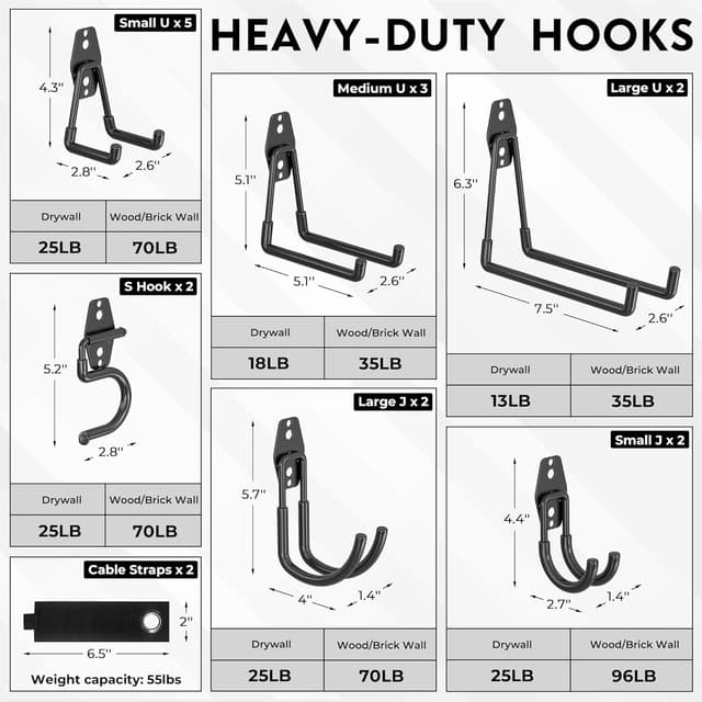Detalle de BONTEC 18-pack garage storage hooks