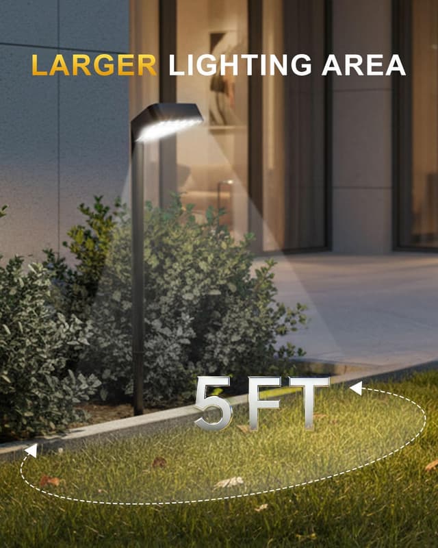 Detalle de Airoieak 4-Pack Solar Path Lights (15 LEDs) for Outdoor Garden, IP44 Waterproof