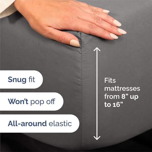 Detalle de King Size 4-Piece Hotel-Style Sheet Set, Deep Pocket