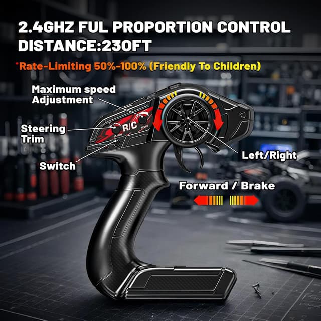 Detalle 2 de Cirmine Macchina Telecomandata Professionale 1:18 4x4 Fuoristrada fino a 36 km/h (2,4 GHz)