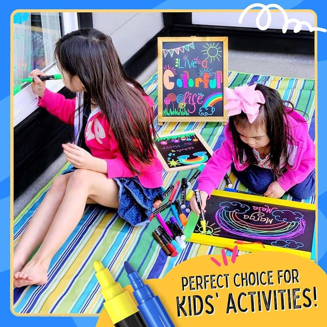 Detalle 2 de Liquid Chalk Pens & Metallic Colours (Pack of 16) — 6mm Reversible Chalk Marker Set for Blackboard, Glass & Windows