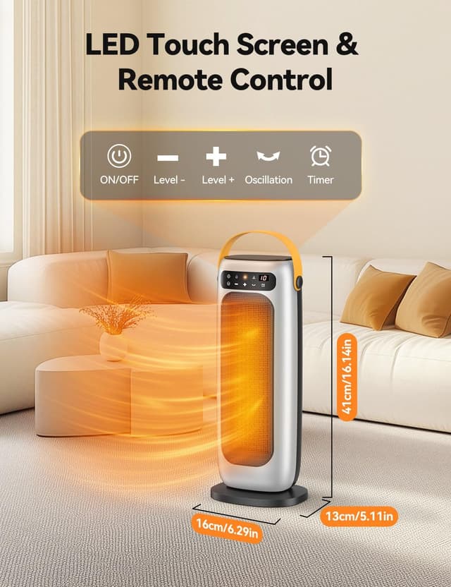 Thumbnail 1 de Chauffage Céramique PTC 1500 W, 4 modes, 110°, minuterie ⚡