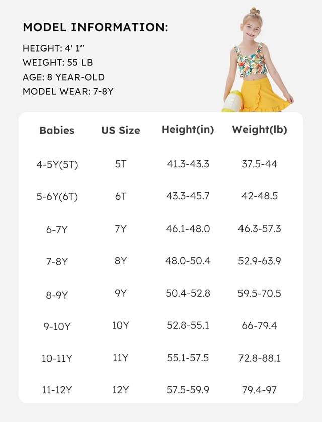 Detalle 2 de PATPAT Costume Bambina 3 pezzi bikini (top, slip mare e gonna) 5–12 anni, 110–152 cm