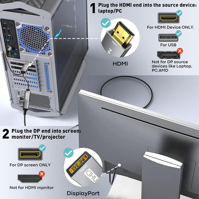 Thumbnail 3 de UANTIN HDMI to DisplayPort Adapter 4K60 Hz
