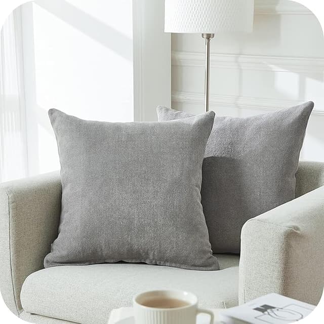 Imagen de Topfinel Fundas de Cojín Algodón Lino 45x45cm, Gris🛋 en OfertitasTOP