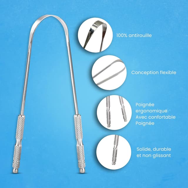 Detalle de HOKIN gratte-langue adulte en acier inoxydable pour mauvaise haleine (1 pièce)