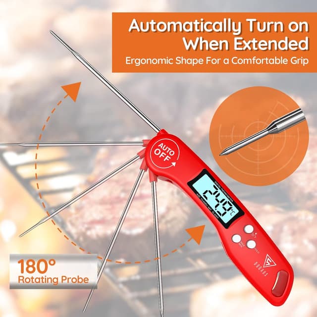 Detalle de DOQAUS Meat Thermometer Probe – 3s Instant Read Digital Thermometer with Backlit LCD (Foldable Probe, ±1°C)