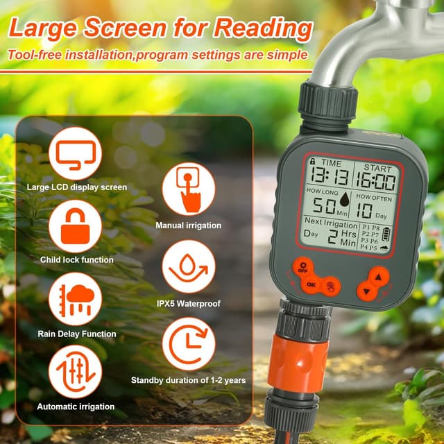 Thumbnail 6 de Programmatore Irrigazione a Batteria con Sensore Pioggia e 8 Programmi separati