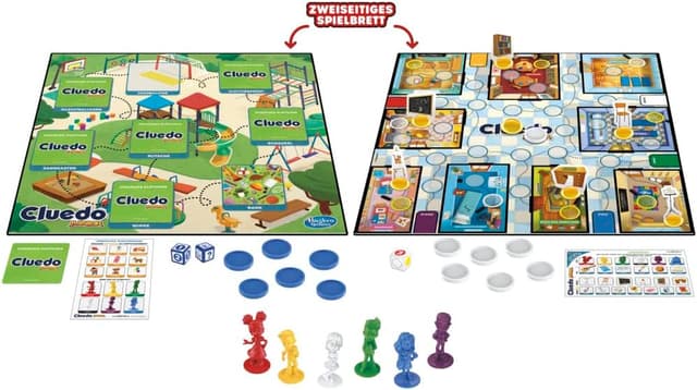 Detalle 2 de Hasbro Gaming Cluedo Junior – 2-seitiges Detektivspiel mit zwei Schwierigkeitsstufen für Kinder