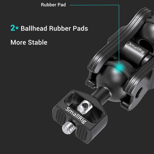 Detalle de SmallRig Articulating Arm 2070B mit doppeltem 360°-Kugelkopf und 1/4-Zoll-Schraubadapter