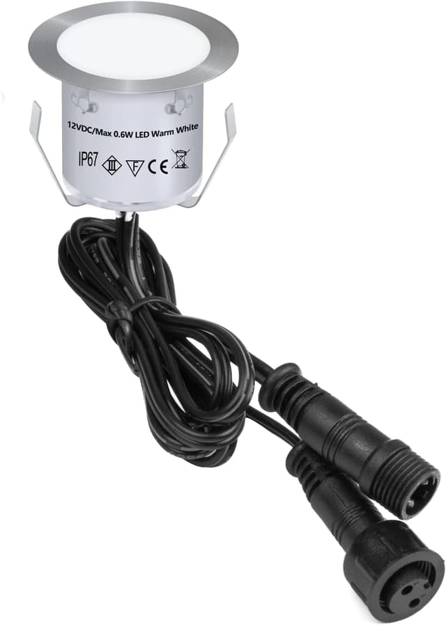 Detalle de HIBOITEC 1Pack Decking Light Warm White LED Plinth Light (IP67, Power Adapter not included)