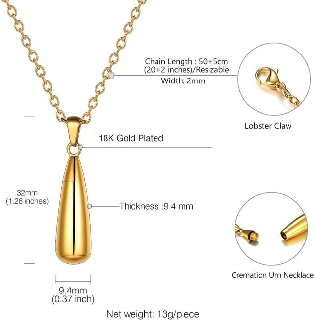 Detalle de Richsteel Memorial Halskette mit Tropfen-Anhänger aus 316L-Edelstahl