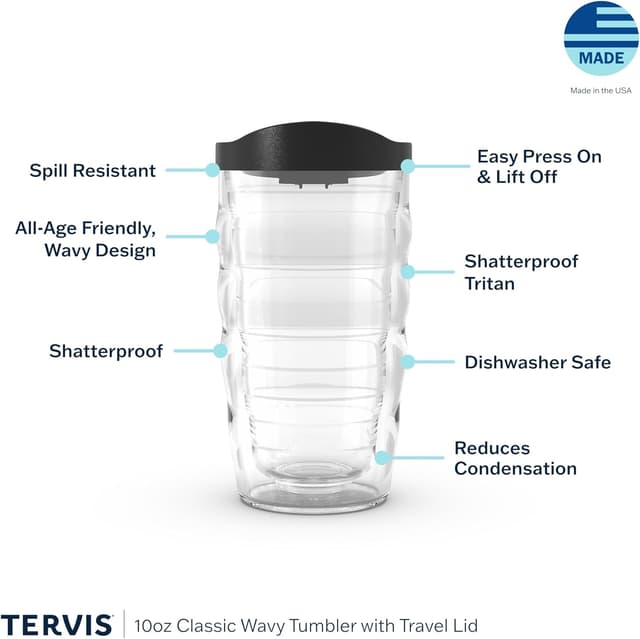 Detalle de Tervis Made in USA Double Walled Dinosaurs Insulated Tumbler Cup (10oz, Clear Wavy)
