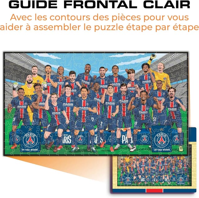 Thumbnail 6 de Iconic Puzzles PSG Team Treble Winners 2024/25 – Puzzle en bois sous licence officielle, 150 pièces (taille S)