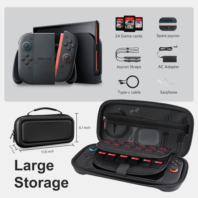 Detalle de CoBak Tragetasche für Nintendo Switch 2 – 3‑in‑1 Zubehörset