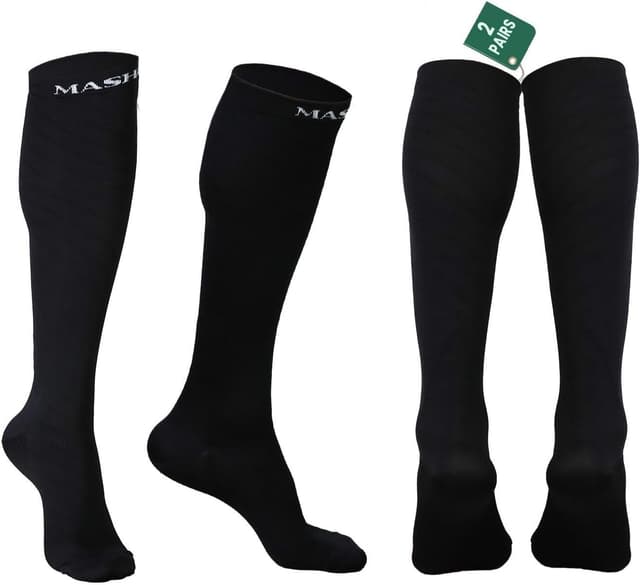 Detalle de (2 Pairs) Graduated Compression Socks for Men & Women – 20–30 mmHg Calf & Ankle Support for Travel, Nursing, Running & Pregnancy