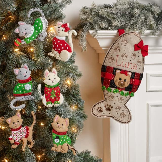 Thumbnail 3 de Kit Bucilla ornements en velours avec 6 chats 🎄