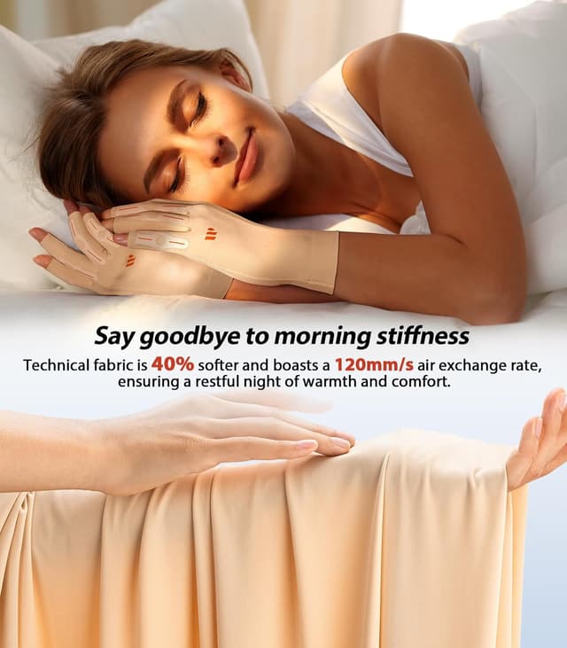 Detalle de WHCOOL Compression Arthritis Gloves (18–22 mmHg) – Finger-support design for typing, crocheting and sleep (XS, 6.5–7")