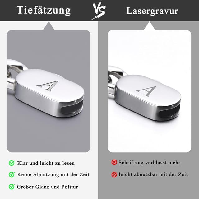 Detalle de XUANPAI Initiale Armband für Männer (A–Z, 21 cm) aus 316L Edelstahl im Cuban-Link-Stil