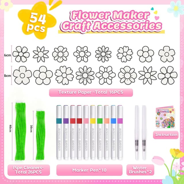 Thumbnail 6 de Gifts for 5–10 Year Old Girls DIY Flower Bouquet Art & Craft Drawing Kit (3D puffy paint activity set)