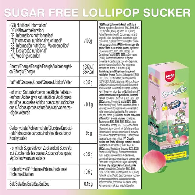 Thumbnail 1 de AMOS Lutscher Audio Lollipop Pfirsich 1 PCS