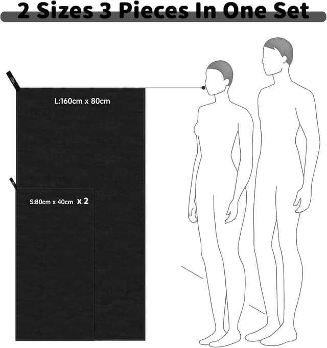 Thumbnail 2 de Pameil Microfibre Towel 3‑Set 160 x 80cm