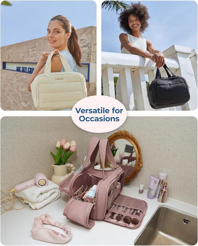 Thumbnail 6 de BAGSMART Large Toiletry Bag Travel Makeup Bag (Dark Pink) with Wet & Brushes Pocket