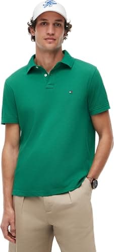 Detalle de Tommy Hilfiger Adaptive polo de manga corta para hombre Regular Fit con botones, verde Nouveau Green (XXL)