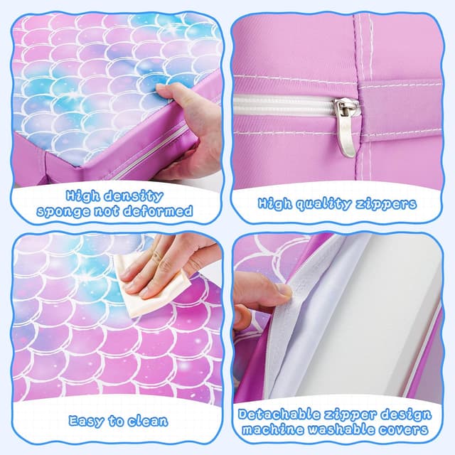 Thumbnail 6 de Purple Toddler Booster Seat for Dining Chair with PU Cover, Non-Slip Base and Adjustable Seat Belts