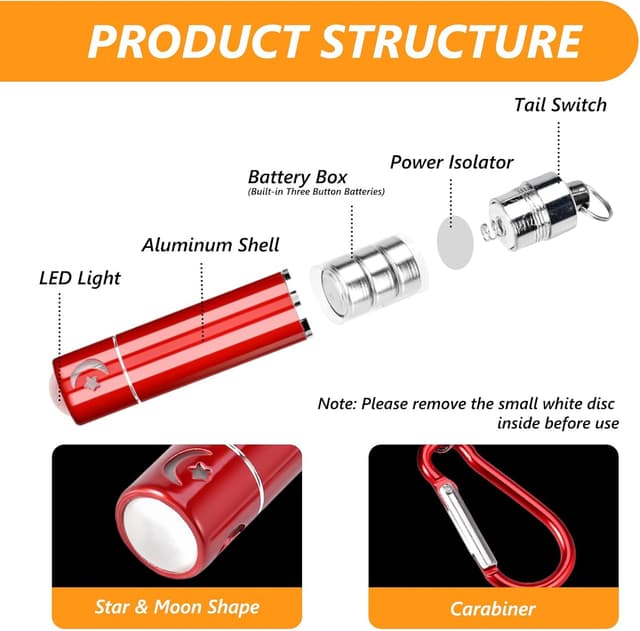Detalle de flintronic Set di 14 mini torce LED portachiavi per bambini (6,5 cm) in 6 colori