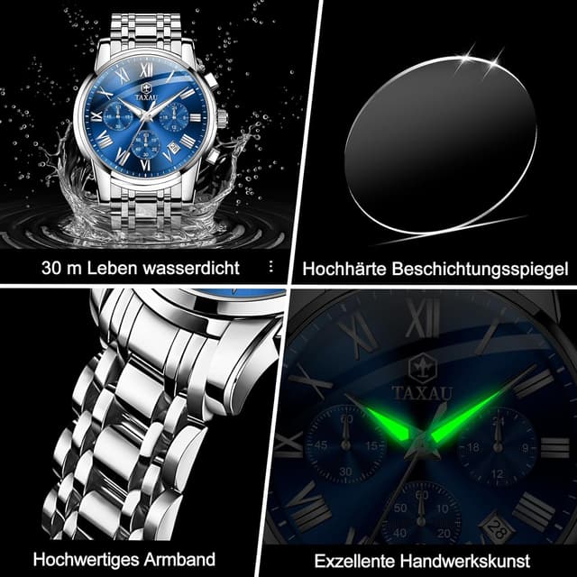 Thumbnail 5 de Taxau Multifunktionsuhren für Männer Edelstahl 42 mm
