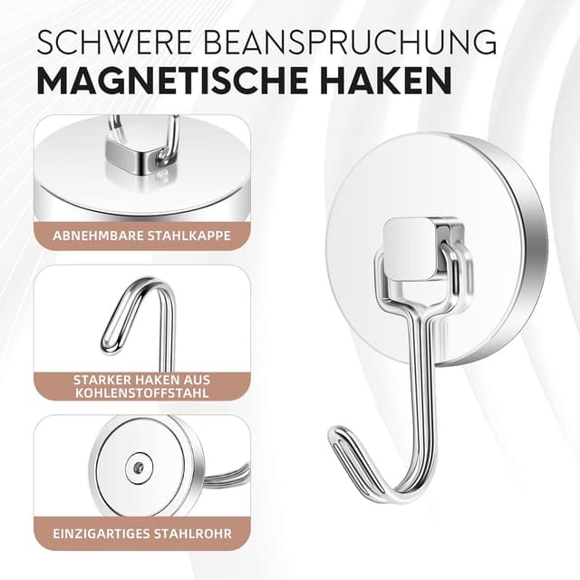 Detalle de Neosmuk Swing Magnethaken aus Metall (50 kg) – extra stark für Spind-Organizer, Werkstatt & Camping