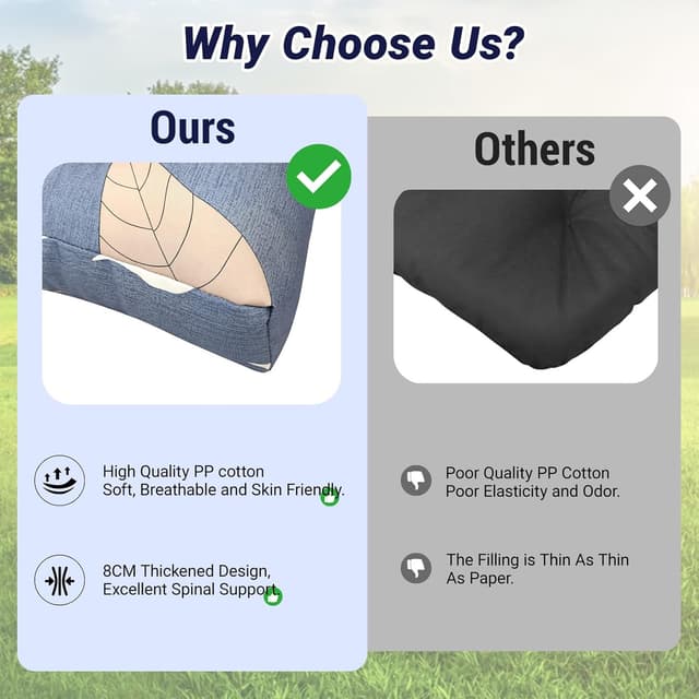 Detalle de GOZYLA Replacement Cushions for Outdoor Furniture (Waterproof) – High Back Patio Chair Pads, 110 x 50 cm