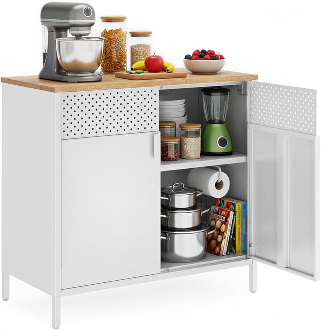 Imagen de SONGMICS Armadio metallico 40x80x76 cm beige/bianco 🗄 en OfertitasTOP