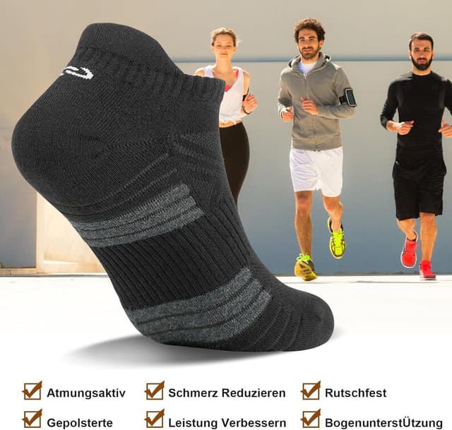 Thumbnail 6 de anqier 6 Paar Sneaker-Socken atmungsaktiv aus Baumwolle – kurz, leicht gepolstert (Schwarz/Weiß/Grau)