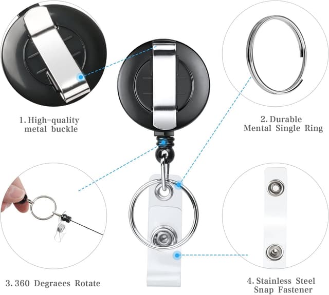 Detalle de Vicloon set cordino retrattile con portacarte e porta badge impermeabile (6 pezzi)